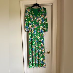 Donna Morgan women’s floral printed V-Neck elbow sleeve midi dress